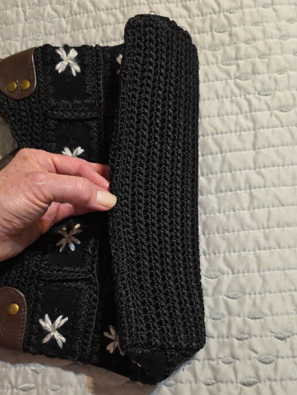 The SAK, Black Crochet Daisy Accent Shoulder Bag - Picture 6 of 9